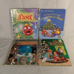 Set of 4 Little Golden Book Christmas Stories Kids Vintage My Treasury Noel Tree